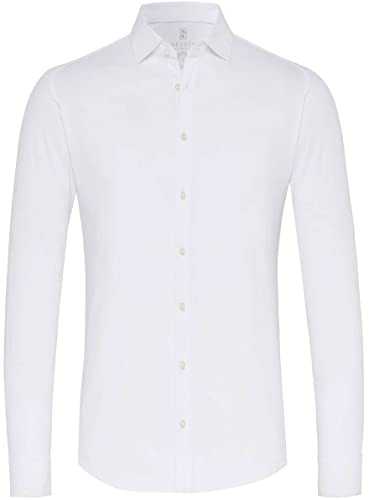 DeSoto Herren Jerseyhemd Kent-Kragen - Bügelfrei, 21028-3-001, weiß, S von DeSoto