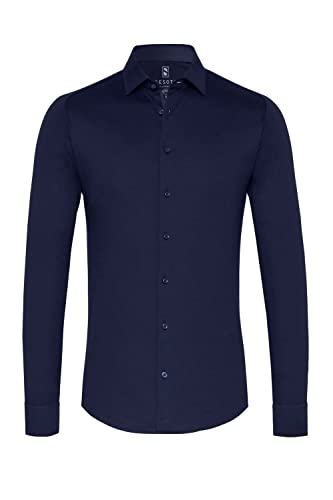 DeSoto Herren Jerseyhemd Kent-Kragen - Bügelfrei, 21028-3-057, blau, S von DeSoto