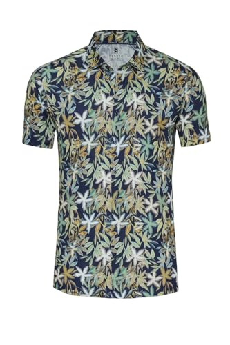 DeSoto - Herren Hemd - Style »Casual Kent« Bügelfrei, Palm Trees on Navy, XXL von DeSoto