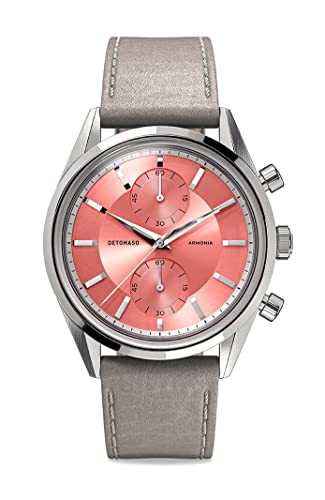 DeTomaso ARMONIA Chronograph Rosa Damen-Armbanduhr Analog Quarz Lederarmband Grau von DeTomaso