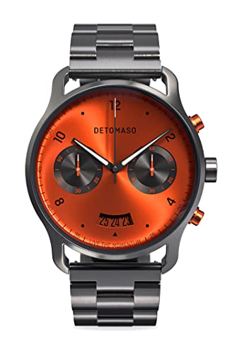 DeTomaso SORPASSO BRIVIDO Grau Orange Herren-Armbanduhr Analog Quarz Stainless Steel Grau von DeTomaso