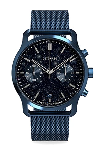 DeTomaso SORPASSO Chronograph Limited Edition Stella Blau Herren-Armbanduhr Analog Quarz Mesh Milanese Dunkelblau von DeTomaso