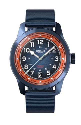 DeTomaso Blue Explorer Automatic Blau Herren Armbanduhr Analog Automatik Leder #Tide Ocean Material® Armband Blau von DeTomaso