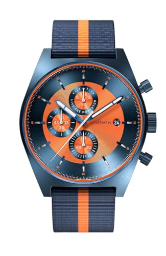 DeTomaso D10 Chrono Blue ORANGE Blau Orange Herren-Armbanduhr Analog Quarz #Tide Ocean Material® Armband Blau Orange von DeTomaso