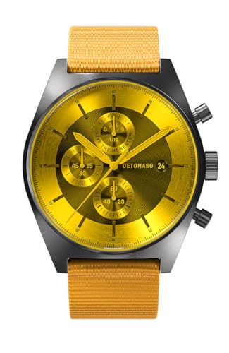 DeTomaso D10 Chrono Colored Glass Yellow Gray Gelb Grau Herren-Armbanduhr Analog Quarz #Tide Ocean Material® Armband Gelb von DeTomaso