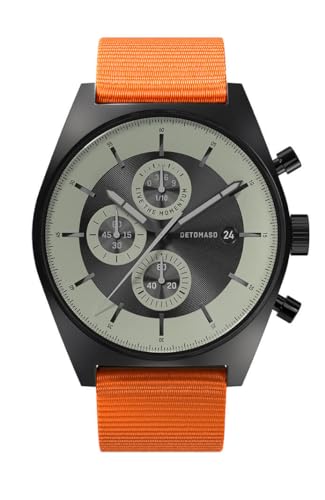 DeTomaso D10 Chrono LE Notturno Nero Schwarz Herren-Armbanduhr Analog Quarz Armband Orange von DeTomaso