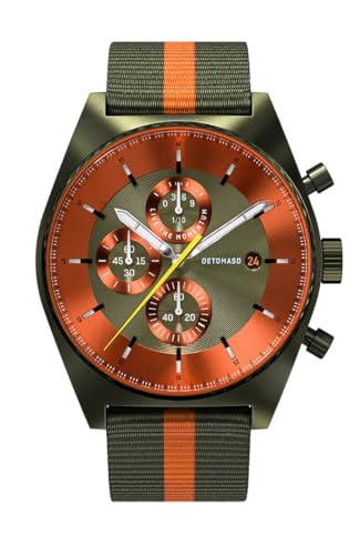 DeTomaso D10 Chrono Olive ORANGE Olive Orange Herren-Armbanduhr Analog Quarz #Tide Ocean Material® Armband Olive Orange von DeTomaso