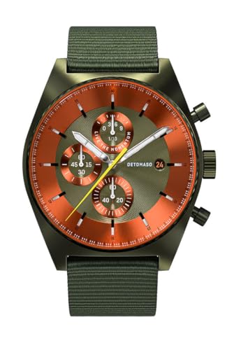 DeTomaso D10 Chrono Olive ORANGE Olive Orange Herren-Armbanduhr Analog Quarz #Tide Ocean Material® Armband Olive von DeTomaso