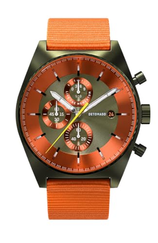 DeTomaso D10 Chrono Olive ORANGE Olive Orange Herren-Armbanduhr Analog Quarz Armband Orange von DeTomaso