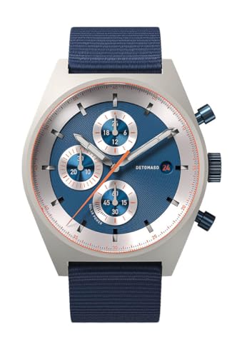 DeTomaso D10 Chrono SOLAR Gray Blue Grau Blau Herren-Armbanduhr Analog Solar Armband Blau von DeTomaso