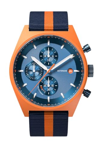 DeTomaso D10 Chrono SOLAR ORANGE Blue Orange Blau Herren-Armbanduhr Analog Solar #Tide Ocean Material® Armband Blau Orange von DeTomaso