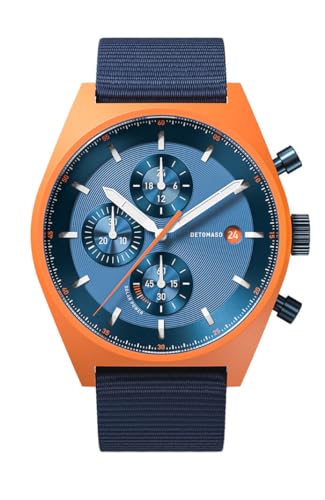 DeTomaso D10 Chrono SOLAR ORANGE Blue Orange Blau Herren-Armbanduhr Analog Solar Armband Blau von DeTomaso