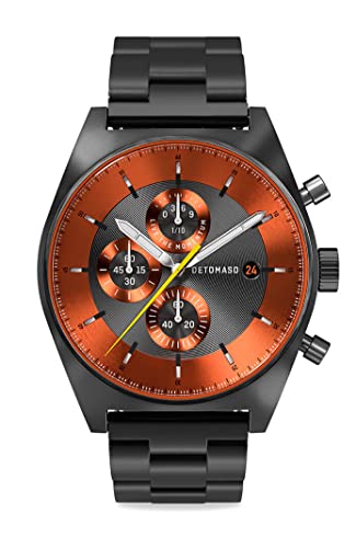 DeTomaso D10 Chronograph Gray ORANGE Grau Orange Herren-Armbanduhr Analog Quarz Stainless Steel Grau von DeTomaso