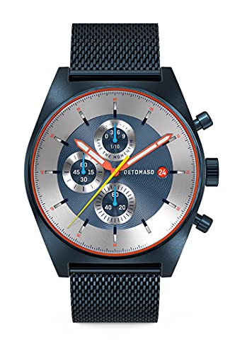 DeTomaso D10 Chronograph Limited Edition Blue Herren-Armbanduhr Analog Quarz Mesh Milanese Blau Brushed von DeTomaso