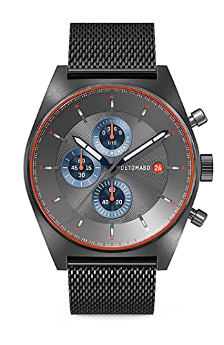 DeTomaso D10 Chronograph Limited Edition Gray Herren-Armbanduhr Analog Quarz Mesh Milanese Grau Brushed von DeTomaso