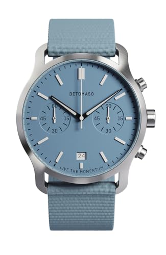DeTomaso Herrenuhr Sorpasso Chronograph in Minty Blue - Armbanduhr an türkisem Ocean Plastic-Armband - aus 316L Chirurgenstahl mit einem Quarzuhrwerk & saphirgehärtetem Mineralglas – 42 mm von DeTomaso