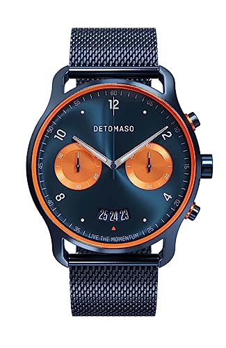 DeTomaso SORPASSO Chrono Velocita Due Herren-Armbanduhr Analog Quarz Milanese Armband Dunkelblau von DeTomaso