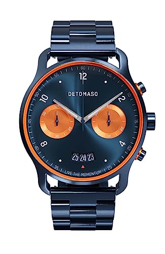 DeTomaso SORPASSO Chrono Velocita Due Herren-Armbanduhr Analog Quarz Stahl Armband Dunkelblau von DeTomaso