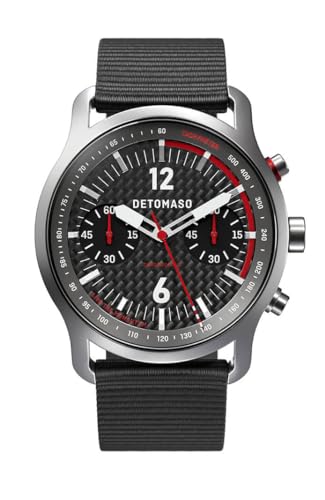 DeTomaso SORPASSO Chronograph Carbon Silver Silber Herren Armbanduhr Analog Quarz Armband Schwarz von DeTomaso