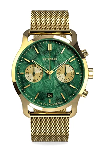 DeTomaso SORPASSO Chronograph LUSSO Gold Herren-Armbanduhr Analog Quarz Mesh Milanese Armband Gold von DeTomaso