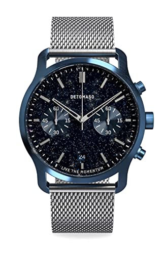 DeTomaso SORPASSO Chronograph Limited Edition Stella Blau Herren-Armbanduhr Analog Quarz Mesh Milanese Silber von DeTomaso
