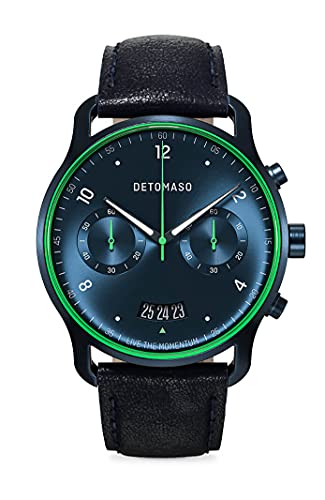 DeTomaso SORPASSO Velocita Blau Grün Herren-Armbanduhr Analog Quarz Lederarmband von DeTomaso
