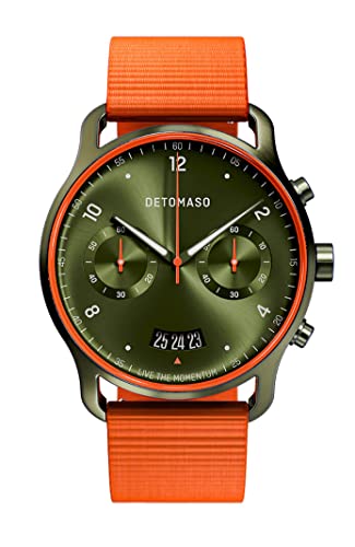 DeTomaso SORPASSO Velocita Grün Orange Herren-Armbanduhr Analog Quarz Nylon Armband Orange von DeTomaso