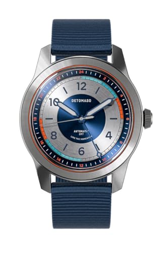 DeTomaso URBAN Explorer Automatic GMT Silver Blue Silber Blau Herren Armbanduhr Analog Automatik #Tide Ocean Material® Armband Blau von DeTomaso