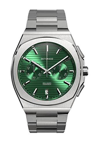 DeTomaso VOLTRE Chrono First Edition Green Grün Herren-Armbanduhr Analog Quarz Edelstahl Silber von DeTomaso