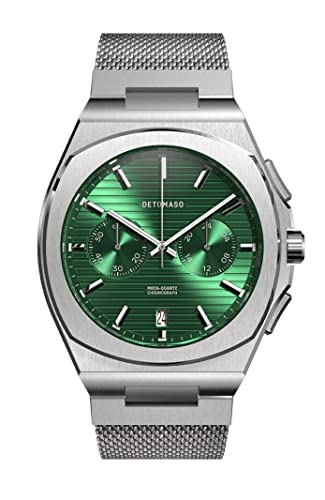 DeTomaso VOLTRE Chrono First Edition Green Grün Herren-Armbanduhr Analog Quarz Mesh Milanese Silber von DeTomaso