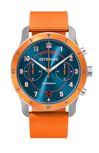 DeTomaso Venture Chrono LE Blue ORANGE Blau Orange Herren-Armbanduhr Analog Quarz #Tide Ocean Material® Armband Orange von DeTomaso