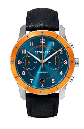 DeTomaso Venture Chronograph Limited Edition Blue ORANGE - Leather Dark Blue von DeTomaso