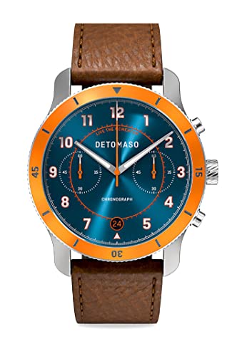 DeTomaso Venture Chronograph Limited Edition Blue ORANGE - Leather Dark Brown von DeTomaso