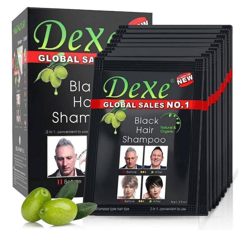 DeXe Group Haarshampoo DeXe Black Hair Shampoo Schwarz Färbendes Shampoo 10x 25ml von DeXe Group