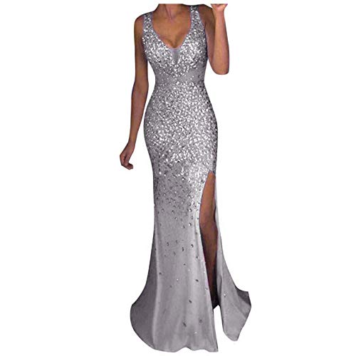 Abendkleid Lang - Pailettenkleider für Damen mit Schlitz,Glitzer Kleid Damen Sexy V Ausschnitt Pailetten Abendkleider Elegant für Hochzeit Ballkleid Brautjungfernkleider Partykleid Abiballkleider von DeaAmyGline