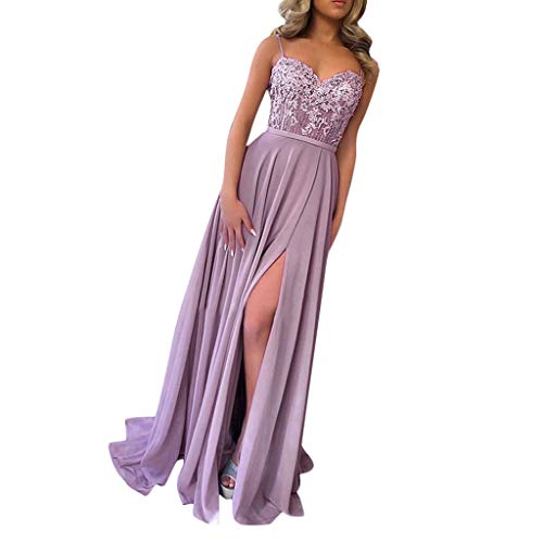 Abendkleid Lang Spitzenkleid Sexy Spaghetti-Träger Kleider Festlich Elegant mit Schlitz Abendkleider für Hochzeit Brautjungfernkleider Ballkleider Prom Party Kleid Maxikleider von DeaAmyGline