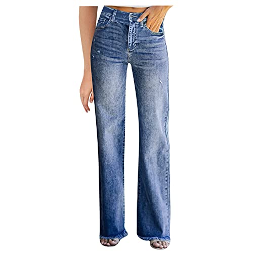 Baggy Jeans Damen High Waist - Stretch Jeans Damen Slim Fit Jeanshose Damen Lang Straight Leg Weites Bein Denim Hose Lose Damenjeans Freizeithose Arbeitshose Blaue Jeans Hosen Frauen von DeaAmyGline