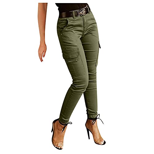 Cargohose Damen Stretch,Cargo Hose Damen Skinny,Chino Hose Damen Lang mit Taschen Freizeithose Reißverschluss Schlupfhose Lässig Sport Slim Fit Jogginghose Outdoorhose Lange Hosen für Frauen von DeaAmyGline