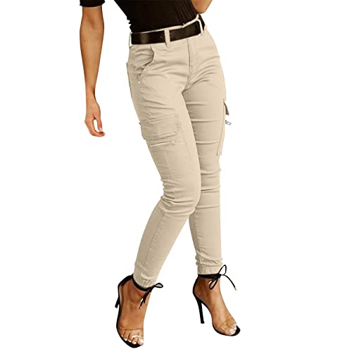 Cargohose Damen Stretch,Cargo Hose Damen Skinny,Chino Hose Damen Lang mit Taschen Freizeithose Reißverschluss Schlupfhose Lässig Sport Slim Fit Jogginghose Outdoorhose Lange Hosen für Frauen von DeaAmyGline