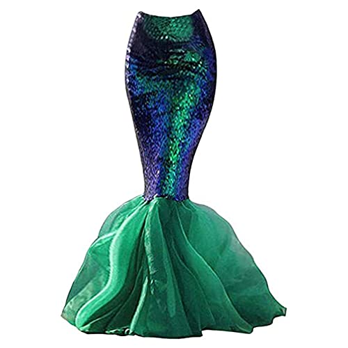 Damen Meerjungfrauen Rock Glitzer Pailletten WickelrockTüllrock Fischschwanz Lustige Maxirock für Karneval Kostüm Abendkleid Prinzessin Cosplay Party Halloween von DeaAmyGline