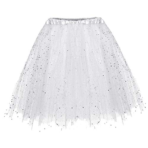 Damen Tüllrock Pailettenrock Tutu Rock mit Pailetten Petticoat Unterrock Glitzer Ballett Tanzröcke Tütürock Röcke Karneval Kostüm Fasching Party Festlich Tanzkleid Ballkleid Abendkleid von DeaAmyGline