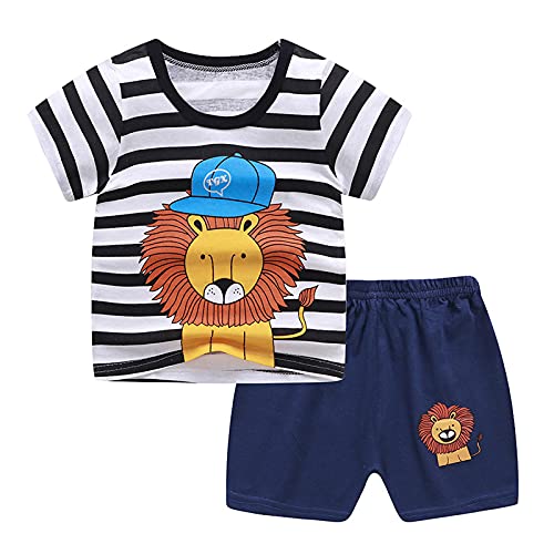 DeaAmyGline 2er Pack Baby Jungen Mädchen Tshirt Kinder Set Sommer Kleidung Kurzarm T Shirt und Kurze Hose Shorts Outfits mit Cartoon Druck Tops 0-5Jahre Kinderkleidung Bekleidungsset von DeaAmyGline