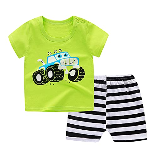 DeaAmyGline 2er Pack Baby Jungen Mädchen Tshirt Kinder Set Sommer Kleidung Kurzarm T Shirt und Kurze Hose Shorts Outfits mit Cartoon Druck Tops 0-5Jahre Kinderkleidung Bekleidungsset von DeaAmyGline