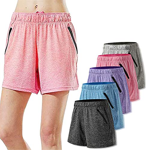 DeaAmyGline 5er Pack Kurze Hose Damen Sport Yoga Shorts Baumwolle Schweißabsorbierend Atmungsaktiv mit Taschen Blickdichte Gym Fitness Laufen Hotpants Laufshorts Jogginghose Sweatshorts von DeaAmyGline