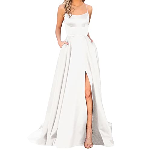 DeaAmyGline Abendkleid Damen Lang Satinkleid Trägerkleid Spaghettiträger Kleider Neckholder Rückenfreies mit Schlitz Sexy Swing Abendkleider Elegant Hochzeit Gast Ballkleid Partykleid DeaAmyGline Abendkleid Damen Lang Satinkleid Trägerkleid Spaghettiträger Kleider Neckholder Rückenfreies mit Schlitz Sexy Swing Abendkleider Elegant Hochzeit Gast Ballkleid Partykleid von DeaAmyGline