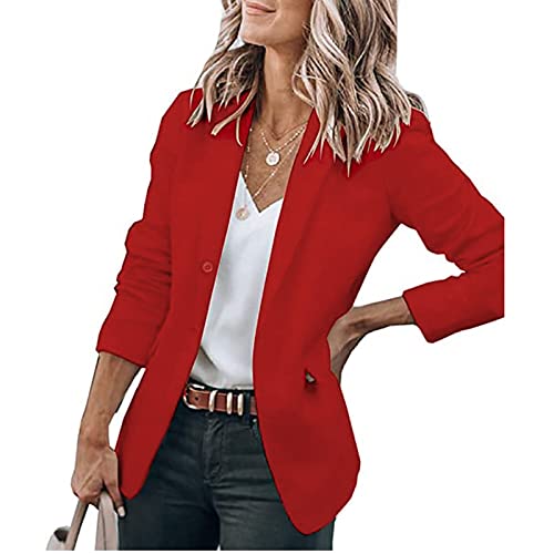 DeaAmyGline Blazer Damen Elegant Sportlich Einfarbig Blazerjacke Einfarbig Slim Fit Sommer Herbst Sweatblazer College Lässige Büro Anzugjacke -Jacken von DeaAmyGline