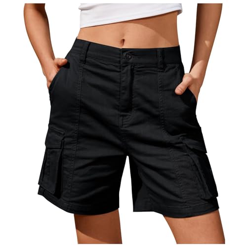 DeaAmyGline Cargo Shorts Damen Knielang, Chino Hose Damen Cargohose,Kurze Hosen Damen Sommer mit Muti- Taschen Bermuda Shorts Chinohose Cargoshorts Arbeitsshorts Freizeithose Wandershorts für Frauen von DeaAmyGline
