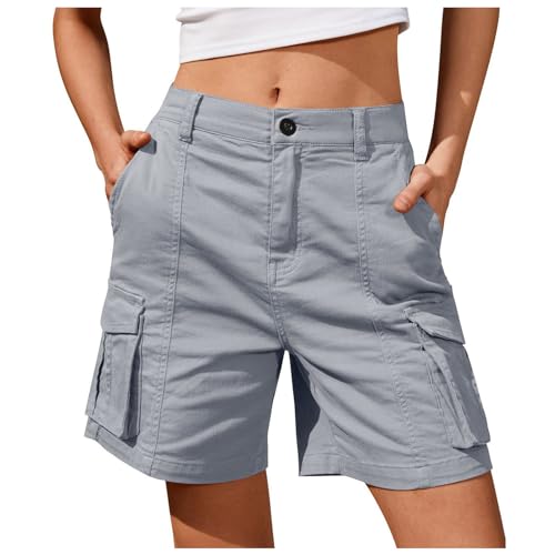 DeaAmyGline Cargo Shorts Damen Knielang, Chino Hose Damen Cargohose,Kurze Hosen Damen Sommer mit Muti- Taschen Bermuda Shorts Chinohose Cargoshorts Arbeitsshorts Freizeithose Wandershorts für Frauen von DeaAmyGline