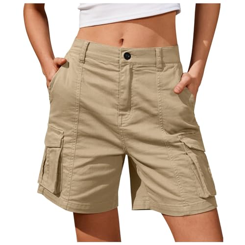 DeaAmyGline Cargo Shorts Damen Knielang, Chino Hose Damen Cargohose,Kurze Hosen Damen Sommer mit Muti- Taschen Bermuda Shorts Chinohose Cargoshorts Arbeitsshorts Freizeithose Wandershorts für Frauen von DeaAmyGline