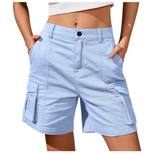 DeaAmyGline Cargo Shorts Damen Knielang, Chino Hose Damen Cargohose,Kurze Hosen Damen Sommer mit Muti- Taschen Bermuda Shorts Chinohose Cargoshorts Arbeitsshorts Freizeithose Wandershorts für Frauen von DeaAmyGline